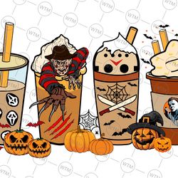 halloween coffee latte png, halloween boo coffee png, villains latte, fall latte png, horror movie inspired coffee subli