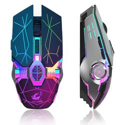Wireless Gaming Mouse Rechargeable RGB Lights Adjustable DPI Quiet Click