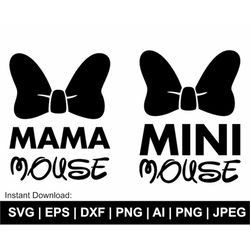Mama Mouse Svg, mini mouse Svg, Mouse Head Svg, momlife svg, Mouse Bow Svg, Mouse Head Clipart, mama Shirt Svg Cut Files