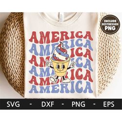 america svg, 4th of july svg, ice cream cartoon character svg, 4th of july shirt, retro character, dxf, png, eps, svg fi