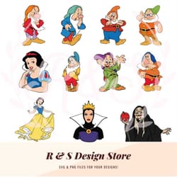 princess, sleeping princess, dwarves, seven, evil queen, storybook, svg, png.