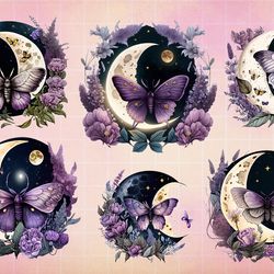 Purple Night Moth and Floral Moon Bundle