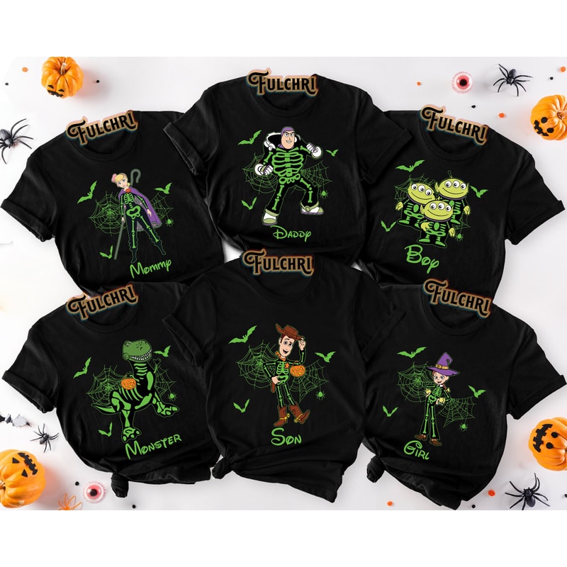 Custom Disney Toy Story Halloween Shirt, Custom Name & Character Disney Skeleton shirt, Toy Story Skeleton Family Shirts, Disney Group Shirt - 3.jpg