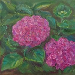 Hydrangea oil painting on canvas flowers original art