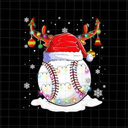 Baseball Reindeer Christmas Png, Baseball  Xmas Png, Baseball Christmas Png, Baseball Santa Hat Light Png
