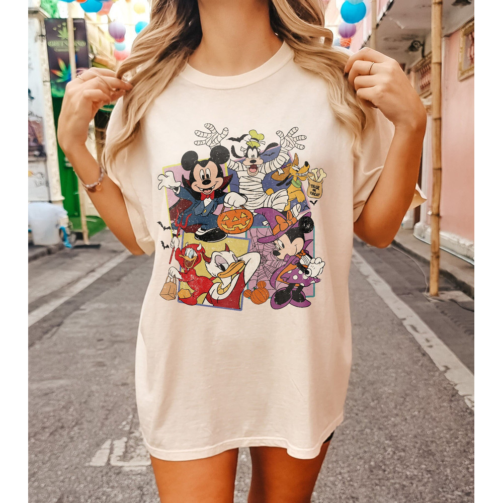 Retro Mickey And Friends Halloween Shirt, Disney Halloween Shirt, Mickey Not So Scary, Happy Halloween Tee, Disney Skeleton Shirt, Fall Tee - 1.jpg
