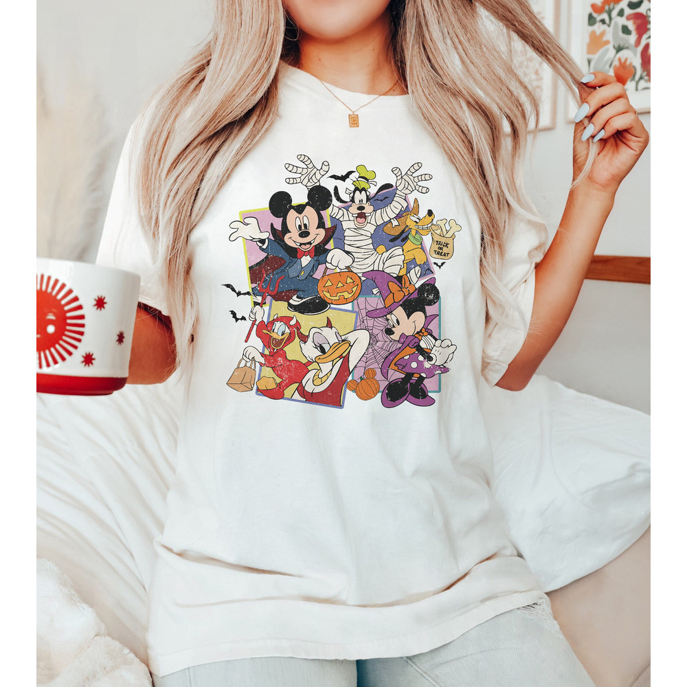 Retro Mickey And Friends Halloween Shirt, Disney Halloween Shirt, Mickey Not So Scary, Happy Halloween Tee, Disney Skeleton Shirt, Fall Tee - 3.jpg