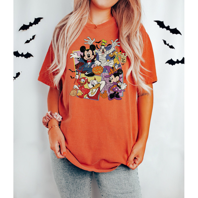 Retro Mickey And Friends Halloween Shirt, Disney Halloween Shirt, Mickey Not So Scary, Happy Halloween Tee, Disney Skeleton Shirt, Fall Tee - 4.jpg