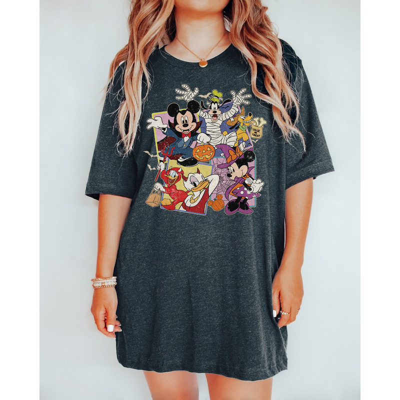 Retro Mickey And Friends Halloween Shirt, Disney Halloween Shirt, Mickey Not So Scary, Happy Halloween Tee, Disney Skeleton Shirt, Fall Tee - 6.jpg