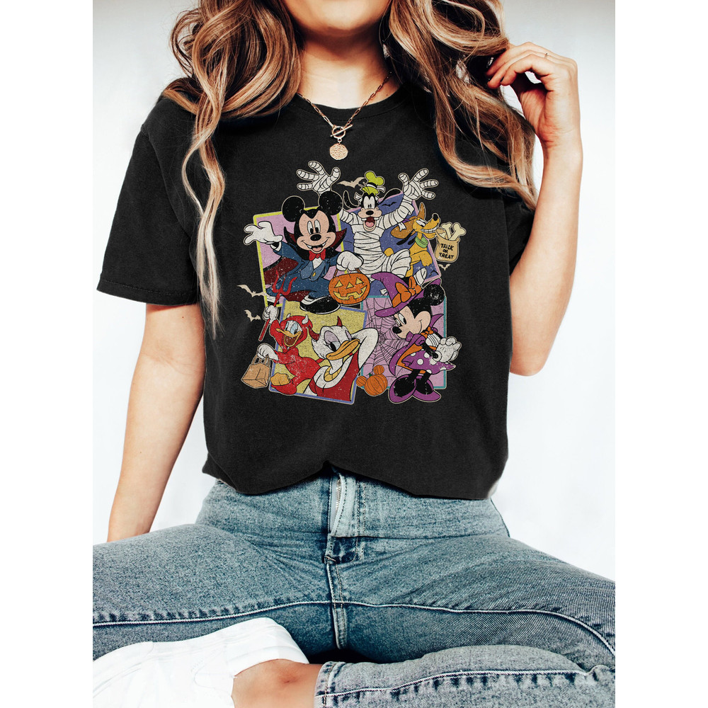 Retro Mickey And Friends Halloween Shirt, Disney Halloween Shirt, Mickey Not So Scary, Happy Halloween Tee, Disney Skeleton Shirt, Fall Tee - 7.jpg