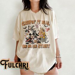 vintage disney creepint it real on main street shirt shirt, disney halloween shirt, nightmare on mai