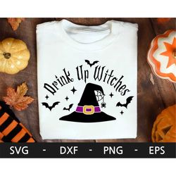 drink up witches svg, halloween svg, funny halloween png, witch hat svg, halloween shirt, dxf, eps, png, svg file for cr