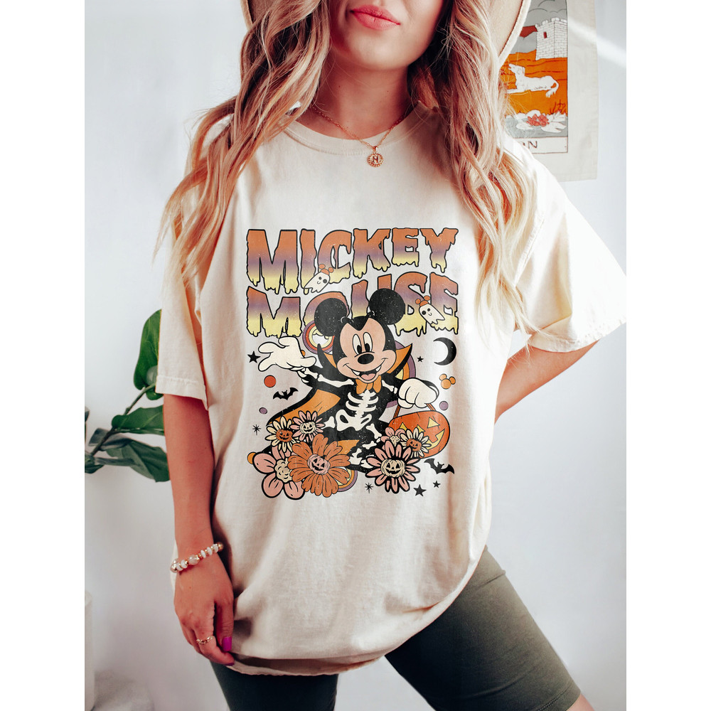 Vintage Floral Mickey And Friends Halloween Group Shirts, Floral Disney Halloween Shirt, Retro Magic Kingdom Shirt, Disney Family Trip Shirt - 2.jpg