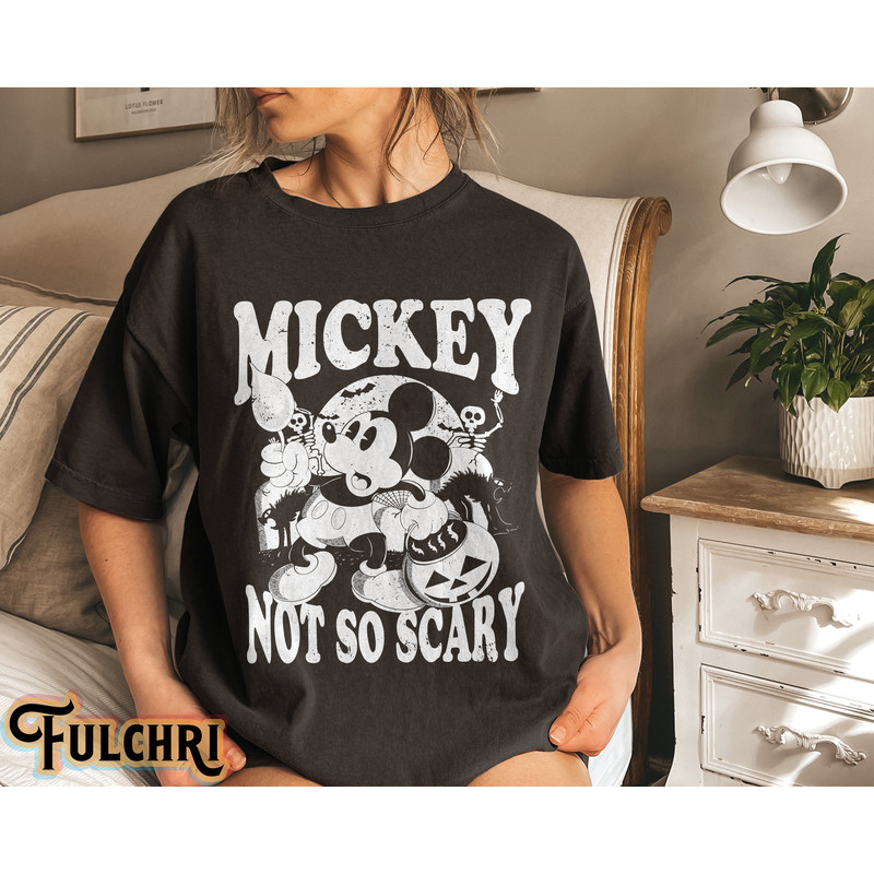 Vintage Mickey Not So Scary Shirt, Mickey Halloween Shirt, Disney Halloween Shirt, Disney Skeleton Shirt, Trick Or Treat, Halloween Shirt - 1.jpg