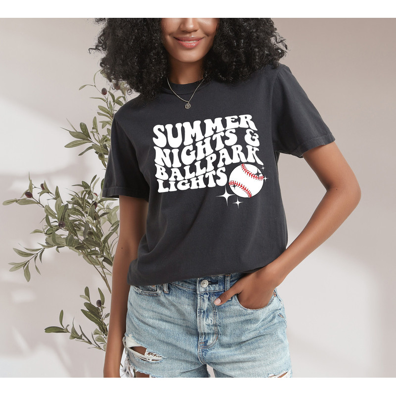 Comfort Colors Tee, Ball Park Lights, Summer, Sports Shirt, Baseball Biggest Fan, Parents of Baseball, Gameday Shirt, Baseball Game Tee - 1.jpg