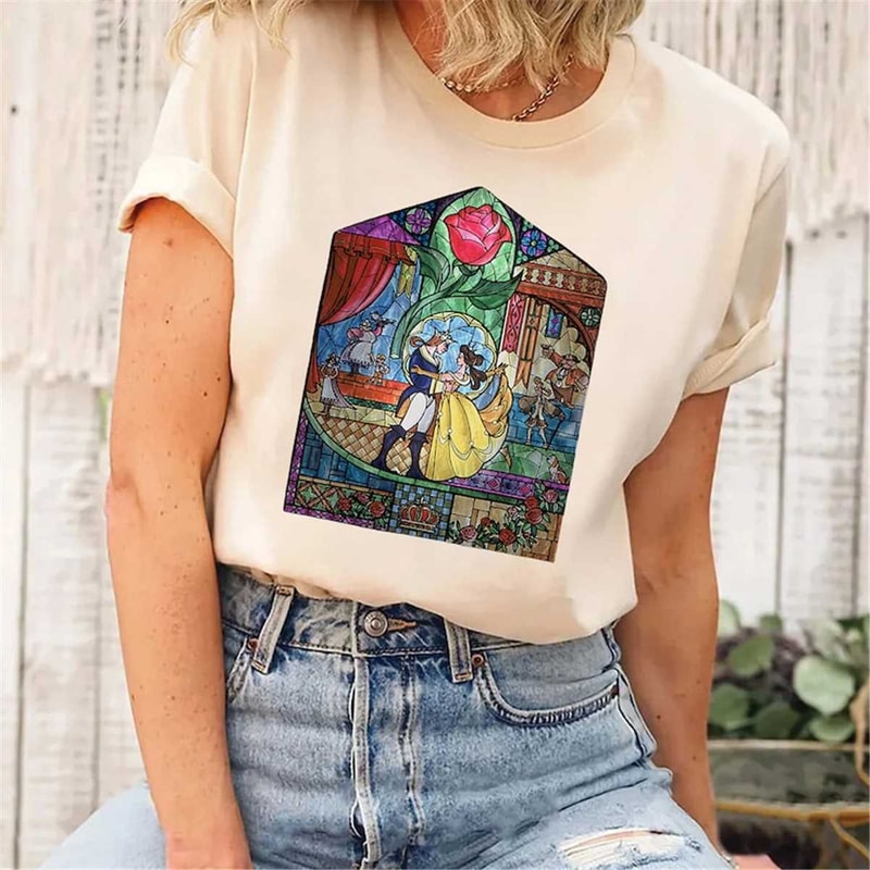 MR1682023173354disneybeautyandthebeastglassrosegraphictshirtmagicimage1jpg