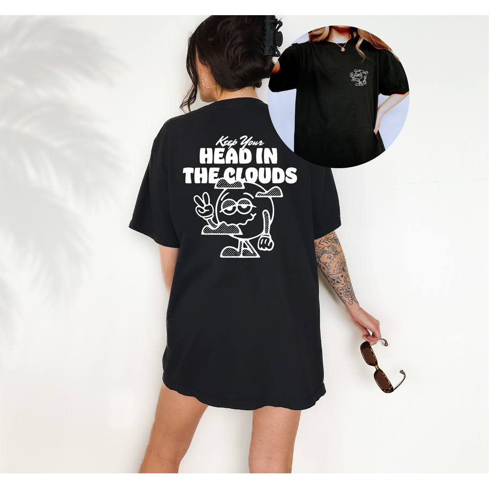 Comfort Colors Tee, Head In The Clouds Blue Tee, Quote Shirt, Womens Oversized Shirt, Oversized Shirt, Inspirational Shirt, Positive Shirts - 1.jpg