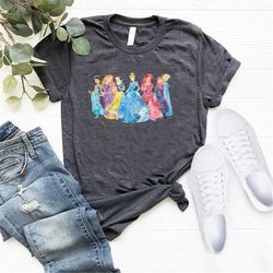 watercolor disney princess shirt, retro disney princess shirt, disney princess group shirt, girls' disney shirt, matchin