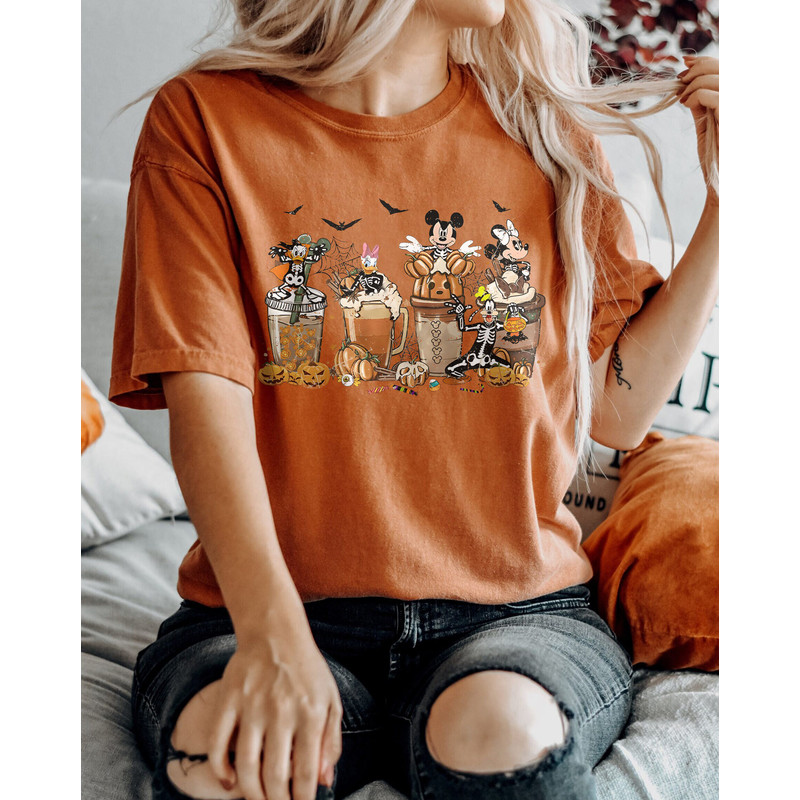 Disney Halloween Mickey And Friends Coffee Comfort Color Shirt, Disney Halloween Party Sweatshirt, Disney Halloween Balloons Unisex T-Shirt - 2.jpg