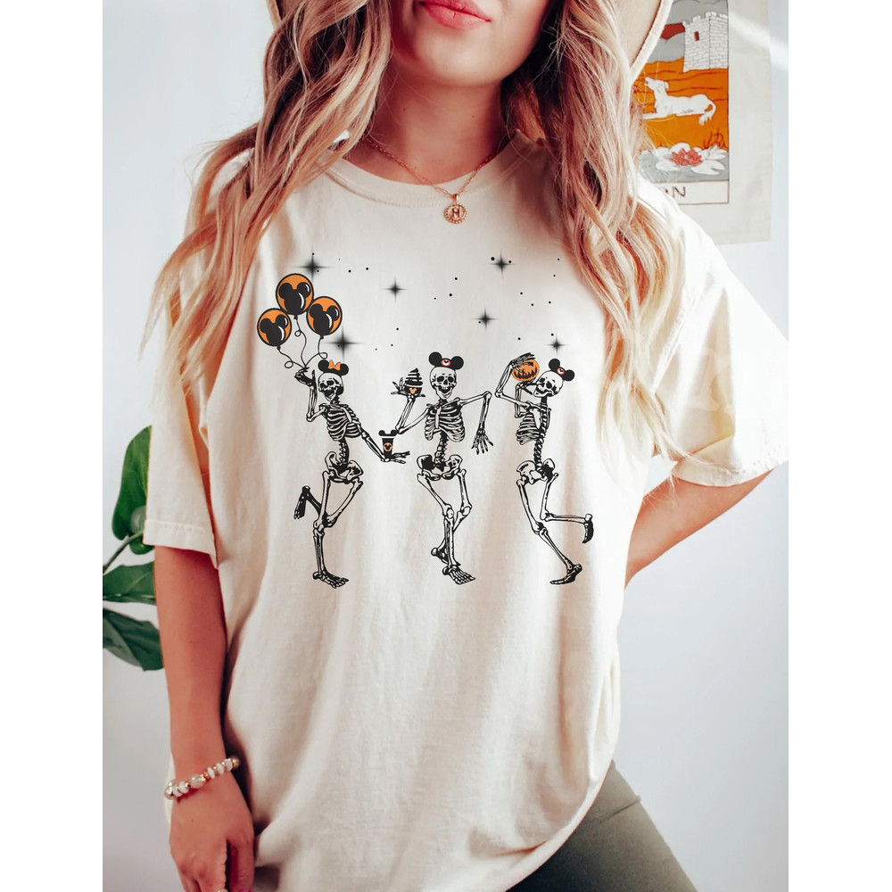 Disney Halloween Party Dancing Skeleton Mickey Ears Comfort Color Shirt, Disney Halloween Party Shirt, Funny Skeleton Tee, Family Trip Shirt - 1.jpg