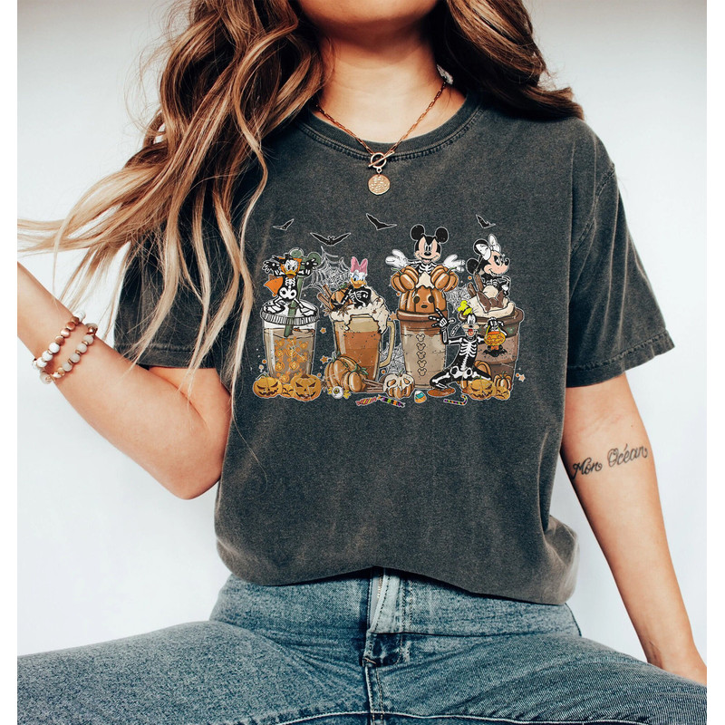 Disney Halloween Mickey And Friends Coffee Comfort Color Shirt, Disney Halloween Party Sweatshirt, Disney Halloween Balloons Unisex T-Shirt - 3.jpg