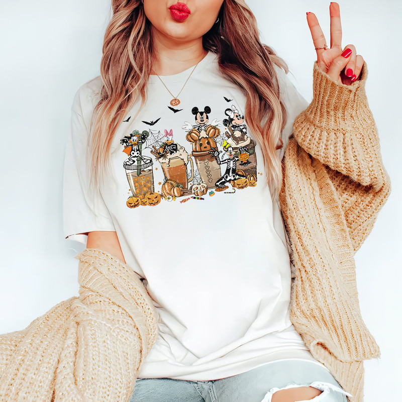 Disney Halloween Mickey And Friends Coffee Comfort Color Shirt, Disney Halloween Party Sweatshirt, Disney Halloween Balloons Unisex T-Shirt - 4.jpg