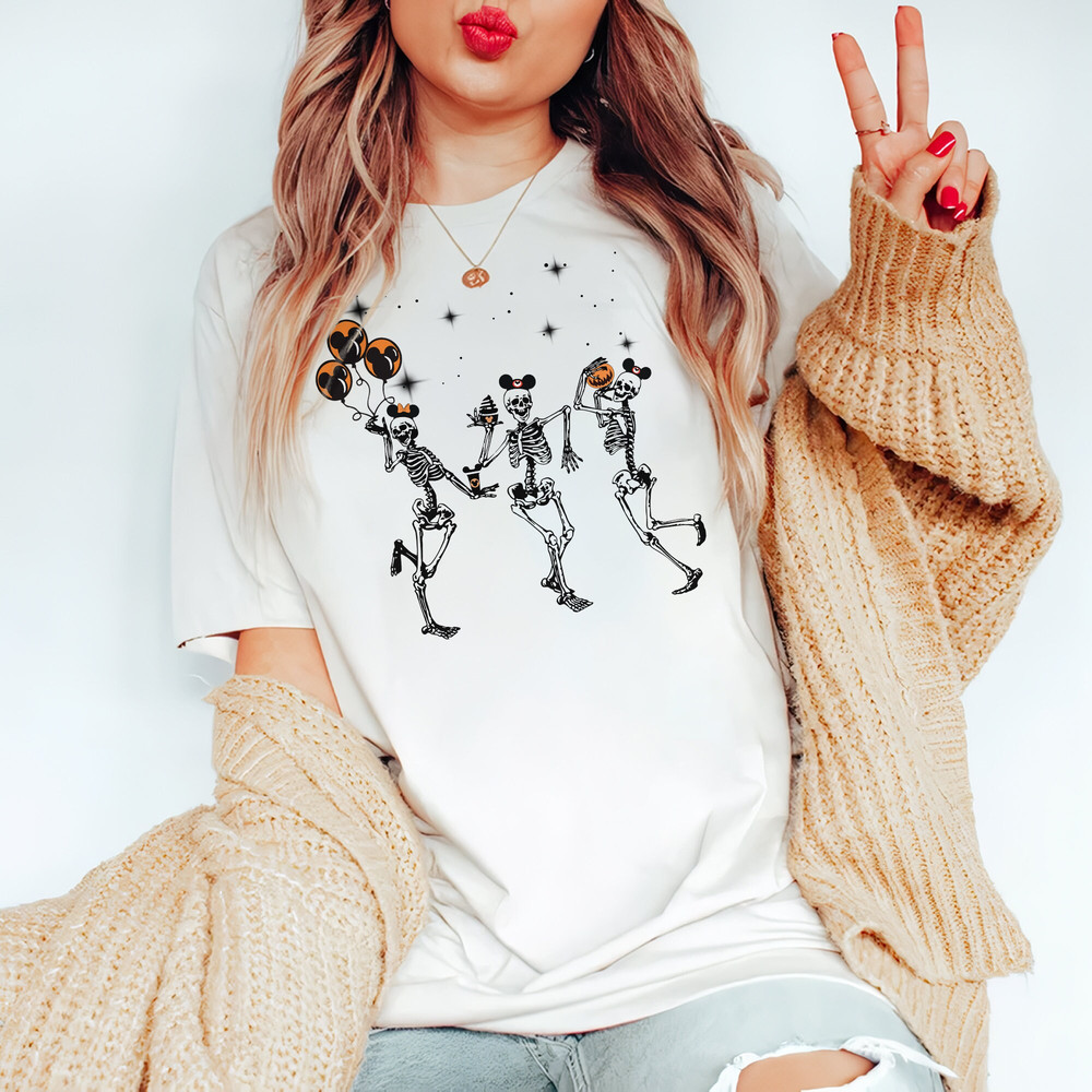 Disney Halloween Party Dancing Skeleton Mickey Ears Comfort Color Shirt, Disney Halloween Party Shirt, Funny Skeleton Tee, Family Trip Shirt - 3.jpg