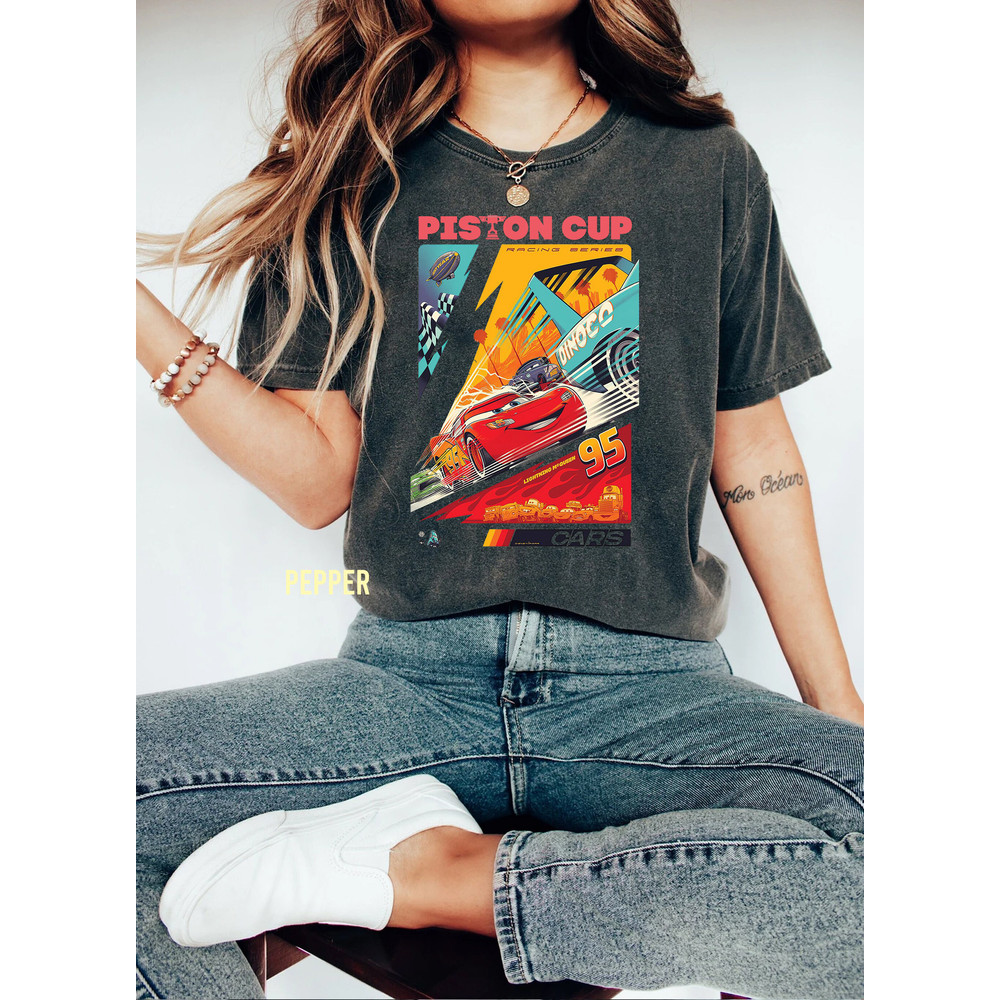 Disney Lighting McQueen Comfort Colors Shirt, Car Racer Tee, Disney Cars land T-Shirt, Car Pixar Shirt, Disney Family Vacation Shirt - 2.jpg