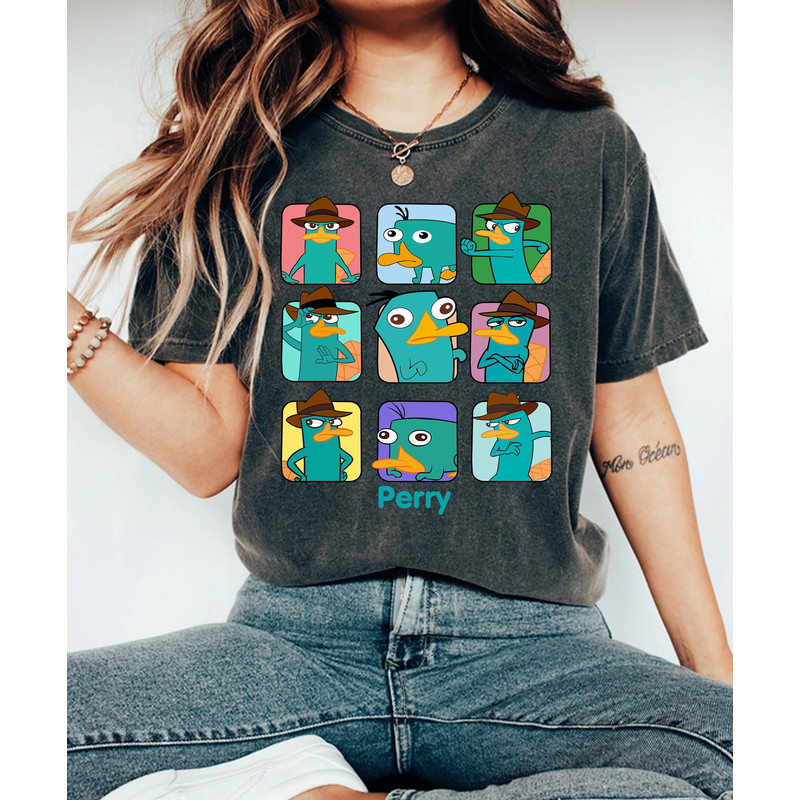 Disney Phineas and Ferb Perry the Platypus Emotions Comfort Color Shirt, Disney Phineas and Ferb Funny Cartoon Unisex T-Shirt, Disney Perry - 1.jpg