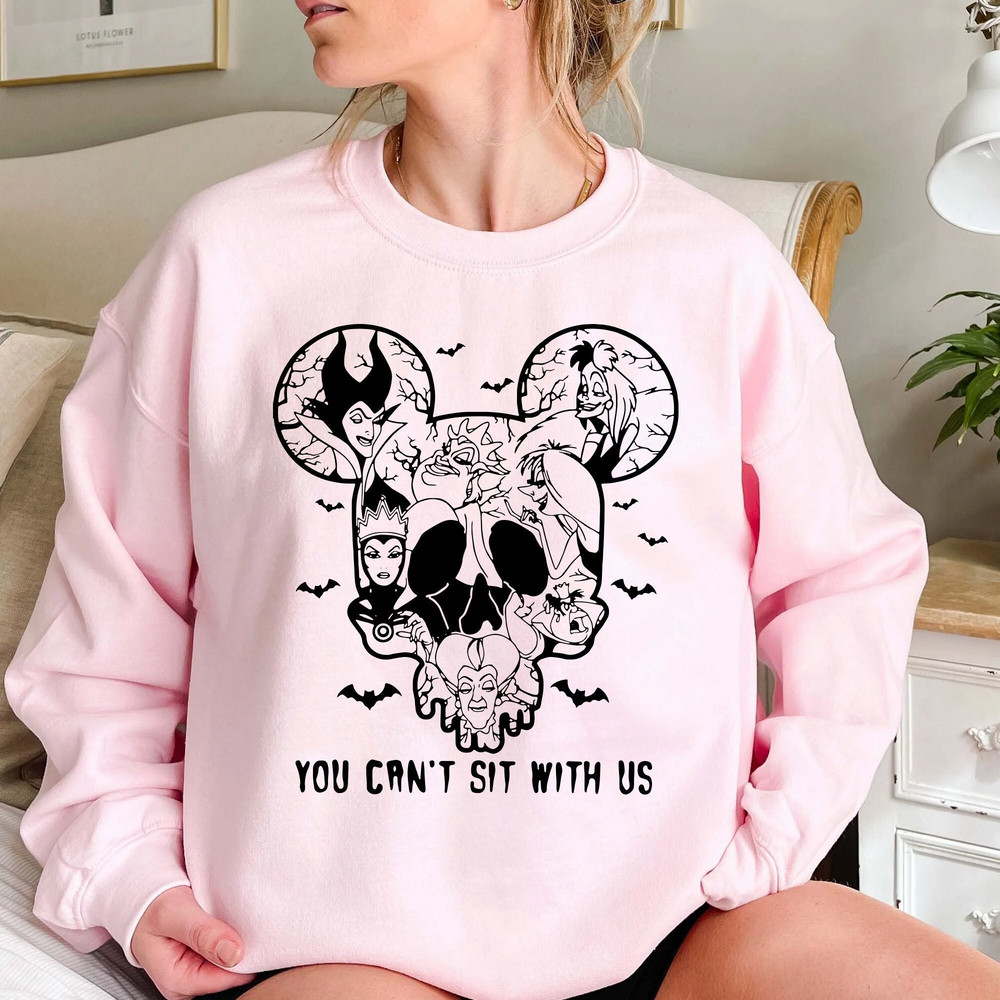 Disney Villains You Can’t Sit With Us Sweatshirt, Halloween Disney Villains Comfort Color Shirt, Disney Witches Shirt,Disney Halloween Shirt - 1.jpg