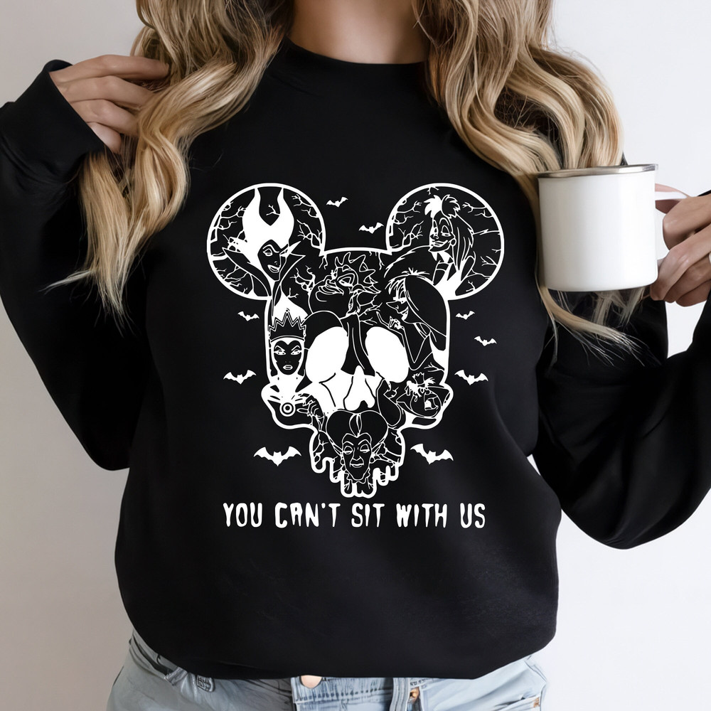 Disney Villains You Can’t Sit With Us Sweatshirt, Halloween Disney Villains Comfort Color Shirt, Disney Witches Shirt,Disney Halloween Shirt - 2.jpg