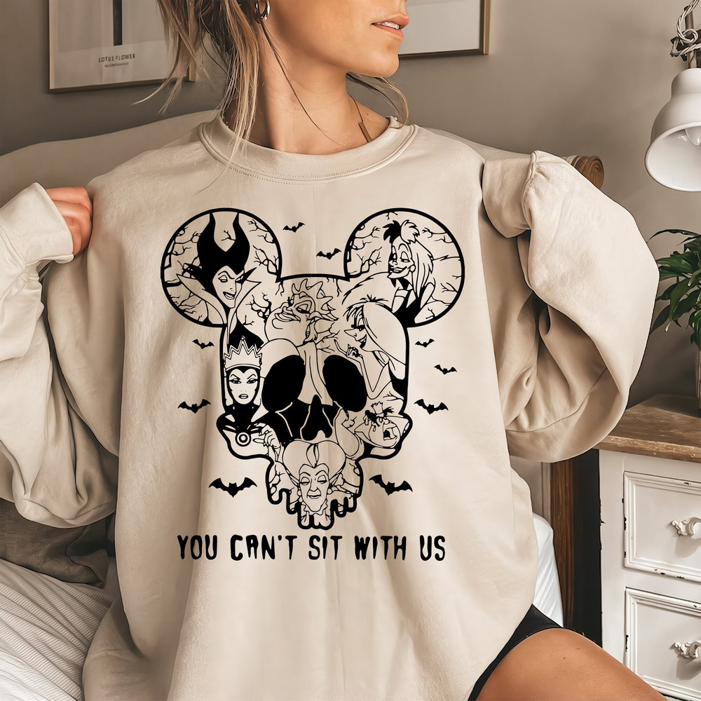 Disney Villains You Can’t Sit With Us Sweatshirt, Halloween Disney Villains Comfort Color Shirt, Disney Witches Shirt,Disney Halloween Shirt - 4.jpg