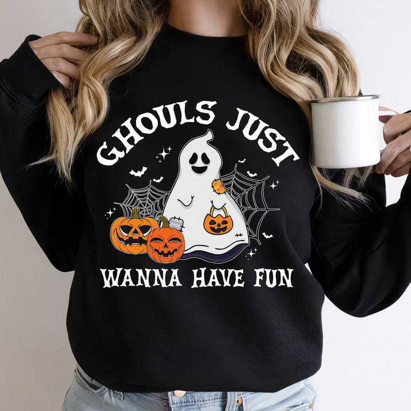 Funny Ghouls Just Wanna Have Fun Sweatshirt, Retro Ghost Boo Comfort Color Shirt, Let's Go Ghouls, Disney Halloween Shirt, Disney Halloween - 1.jpg