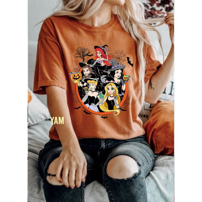 Halloween Disney Princess Comfort Color Shirt, Disney Princess Tee, Disney Halloween Women Sweatshirt, Witchy Tee, Disney Halloween Shirt - 4.jpg