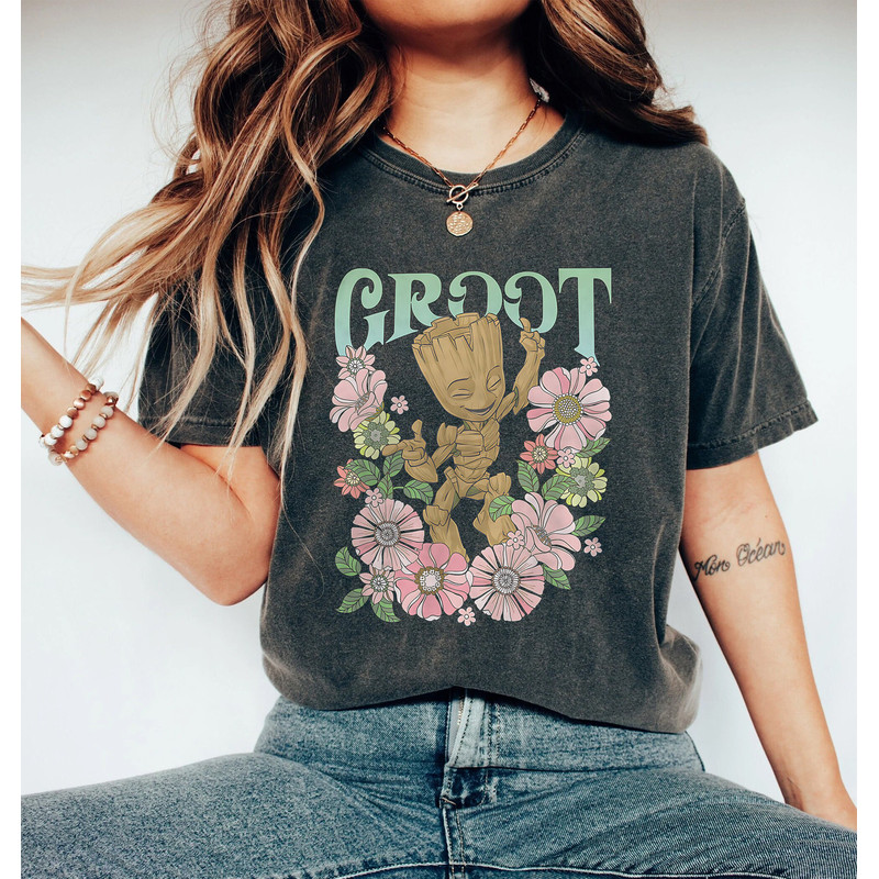 Marvel Guardians Of The Galaxy Groot Floral Dance Comfort Color Shirt, Disney Trip Tee, Groot Floral T-Shirt, Disney Guardians Of The Galaxy - 3.jpg