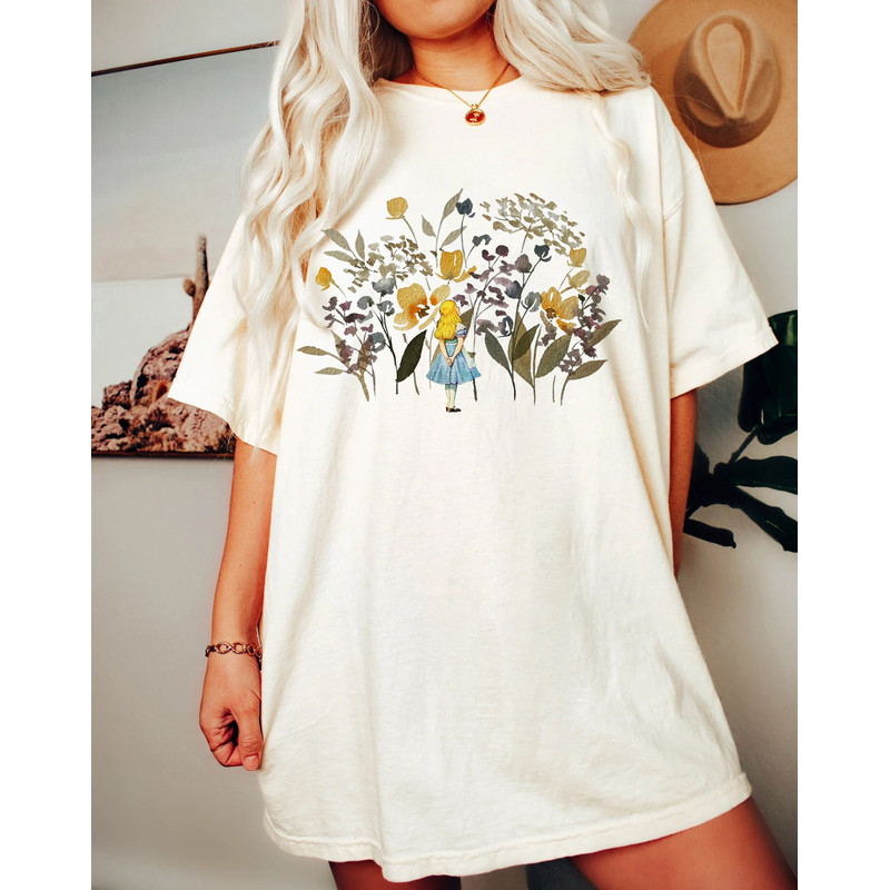 Retro Alice In Wonderland Comfort Colors Shirt, Do You Suppose She's a Wildflower T-Shirt, Disney Floral Tee, Vintage Cottagecore Shirt - 4.jpg