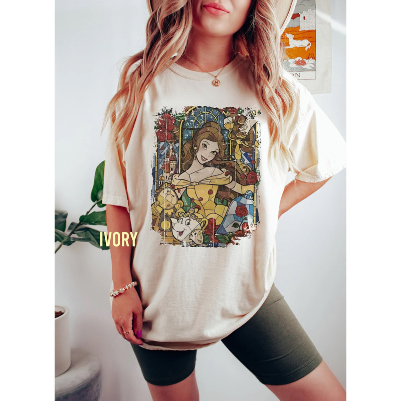 Retro Disney Belle Princess Watercolor Comfort Color Shirt, Disney Beauty and the Beast T-Shirt, Disney Girl Trip 2023 , Disney Princess Tee - 1.jpg