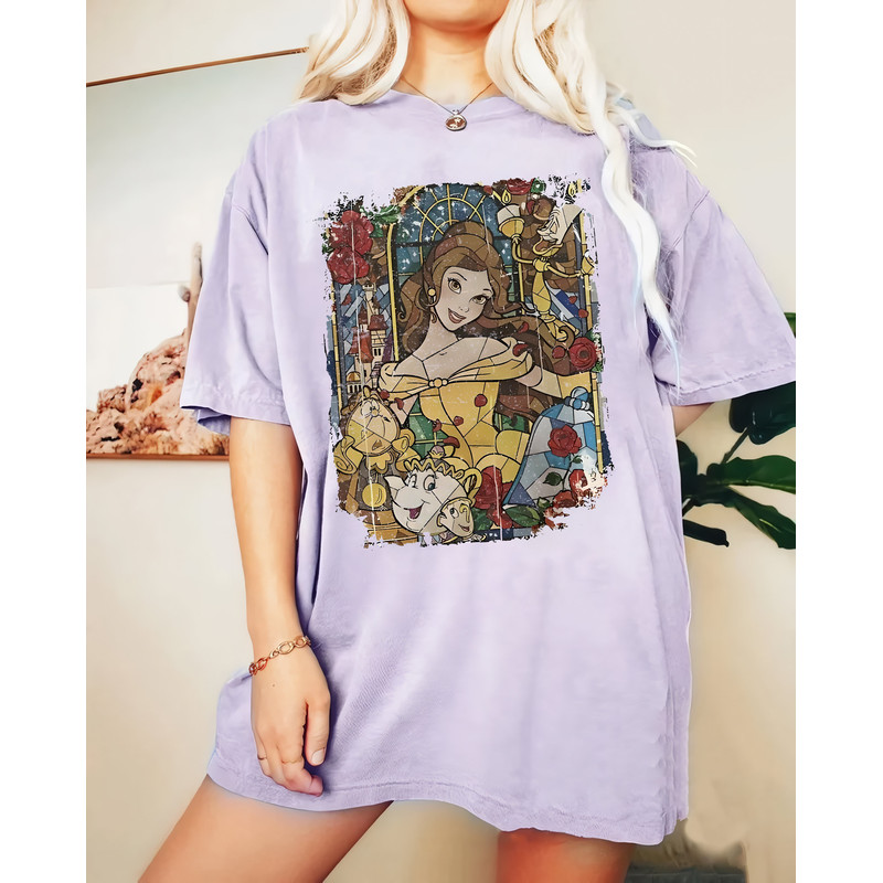 Retro Disney Belle Princess Watercolor Comfort Color Shirt, Disney Beauty and the Beast T-Shirt, Disney Girl Trip 2023 , Disney Princess Tee - 2.jpg