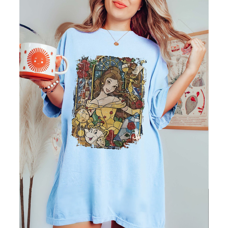 Retro Disney Belle Princess Watercolor Comfort Color Shirt, Disney Beauty and the Beast T-Shirt, Disney Girl Trip 2023 , Disney Princess Tee - 3.jpg