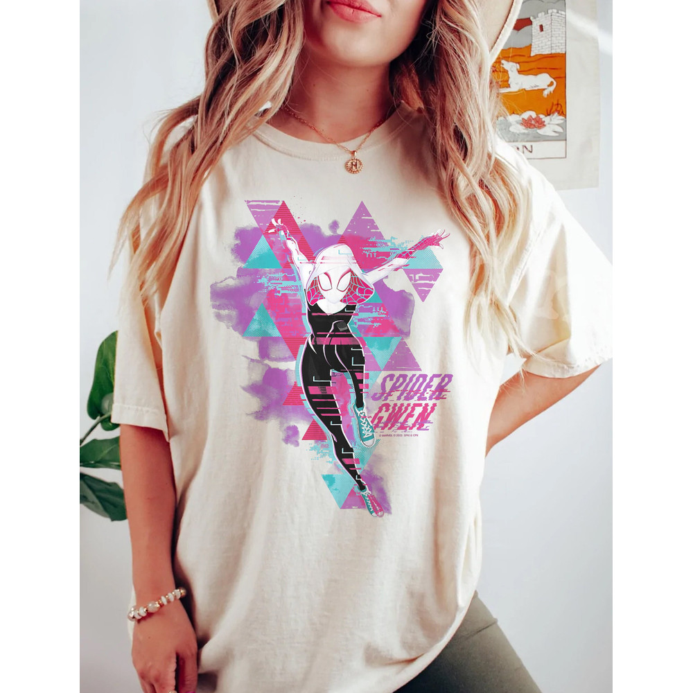 Retro Spider Gwen Glitch Comfort Color Shirt, Spider-Man 2023, Miles Morales Unisex T-Shirt, Across The Spider-Verse Shirt, MCU Fan Gift Tee - 1.jpg