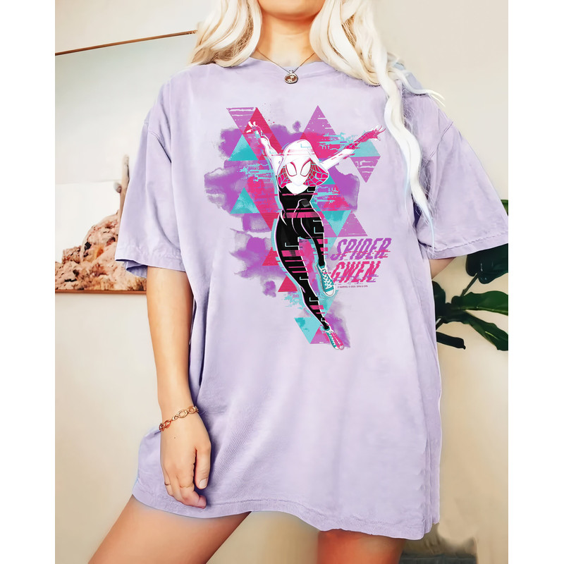 Retro Spider Gwen Glitch Comfort Color Shirt, Spider-Man 2023, Miles Morales Unisex T-Shirt, Across The Spider-Verse Shirt, MCU Fan Gift Tee - 4.jpg