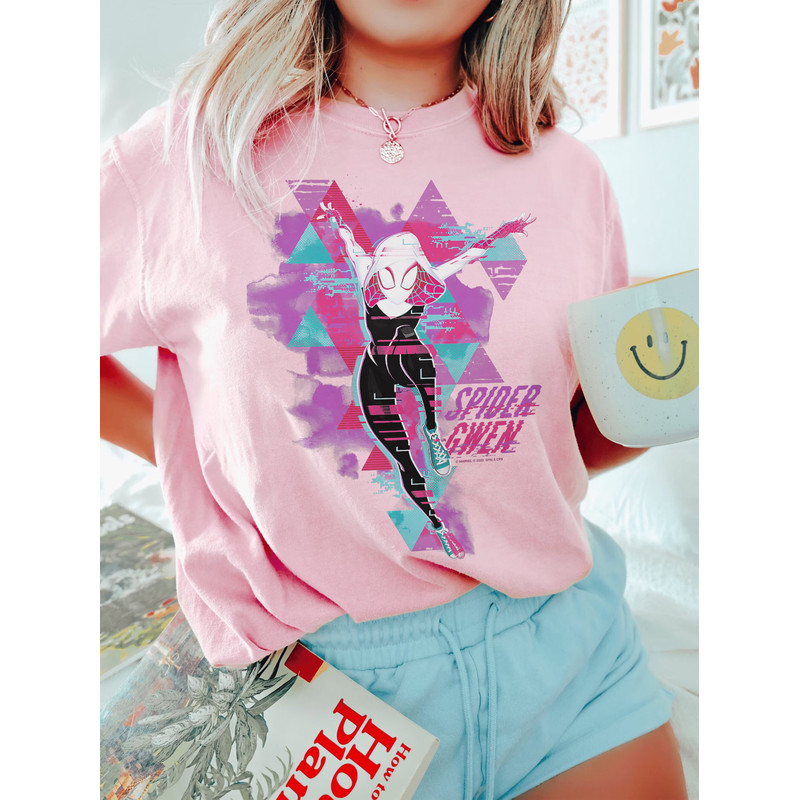 Retro Spider Gwen Glitch Comfort Color Shirt, Spider-Man 2023, Miles Morales Unisex T-Shirt, Across The Spider-Verse Shirt, MCU Fan Gift Tee - 5.jpg