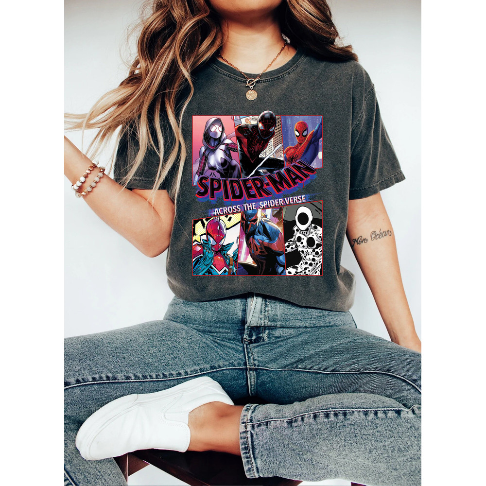 Spider-Man Across the Spider-Verse Characters Comfort Color Shirt, Spider Man 2023 Unisex T-Shirt, Miles Morales Tee, Disney Spider Gwen Tee - 3.jpg