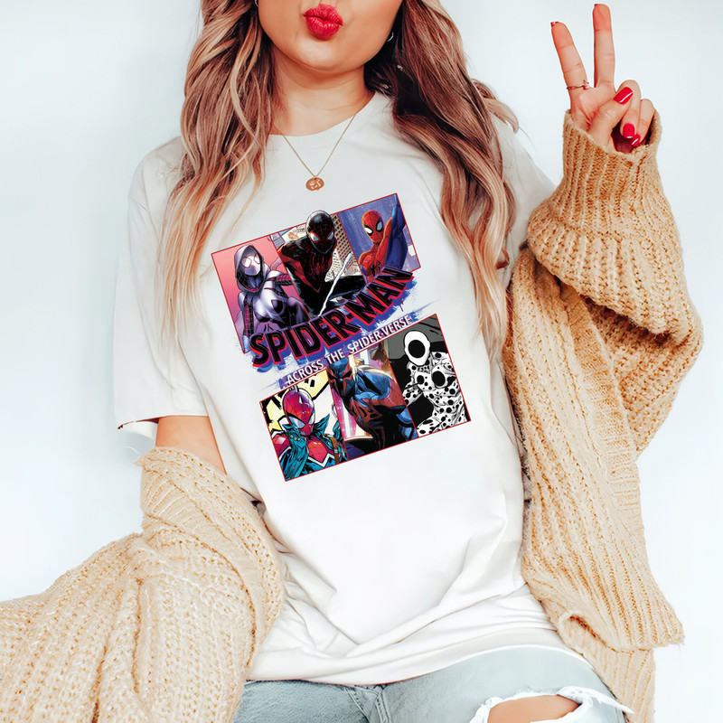 Spider-Man Across the Spider-Verse Characters Comfort Color Shirt, Spider Man 2023 Unisex T-Shirt, Miles Morales Tee, Disney Spider Gwen Tee - 4.jpg