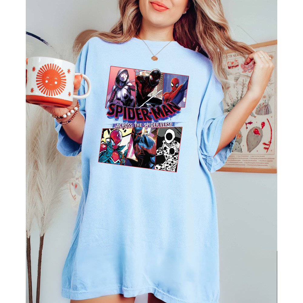 Spider-Man Across the Spider-Verse Characters Comfort Color Shirt, Spider Man 2023 Unisex T-Shirt, Miles Morales Tee, Disney Spider Gwen Tee - 5.jpg