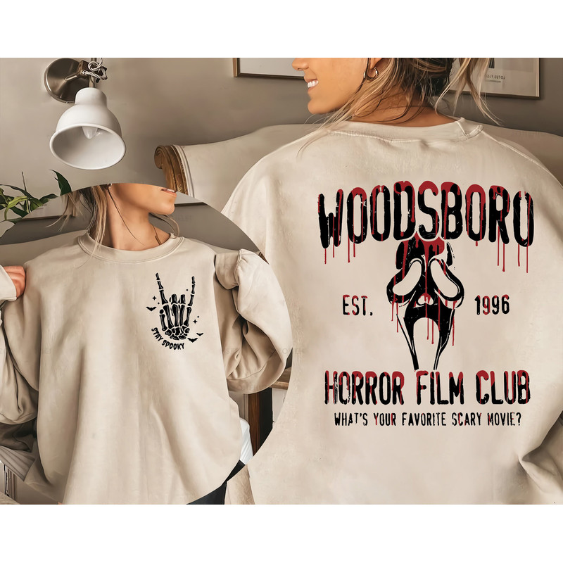 Two Sided Woodsboro Horror Film Club Comfort Color Shirt, Horror Film Club Sweatshirt, Woodsboro Scream, Scream Ghost Shirt, Stay Spooky Tee - 2.jpg
