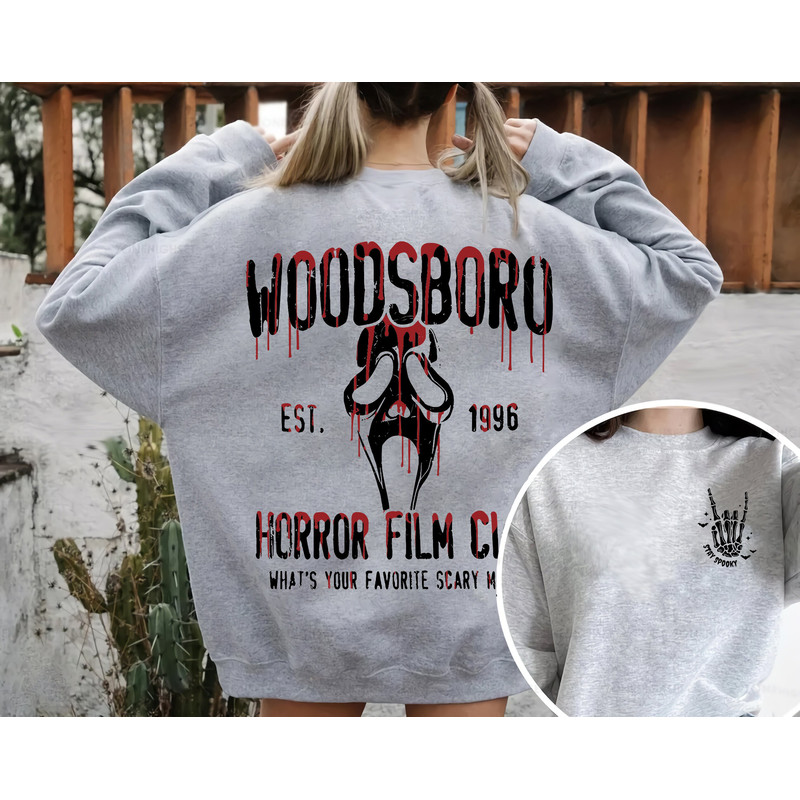 Two Sided Woodsboro Horror Film Club Comfort Color Shirt, Horror Film Club Sweatshirt, Woodsboro Scream, Scream Ghost Shirt, Stay Spooky Tee - 3.jpg