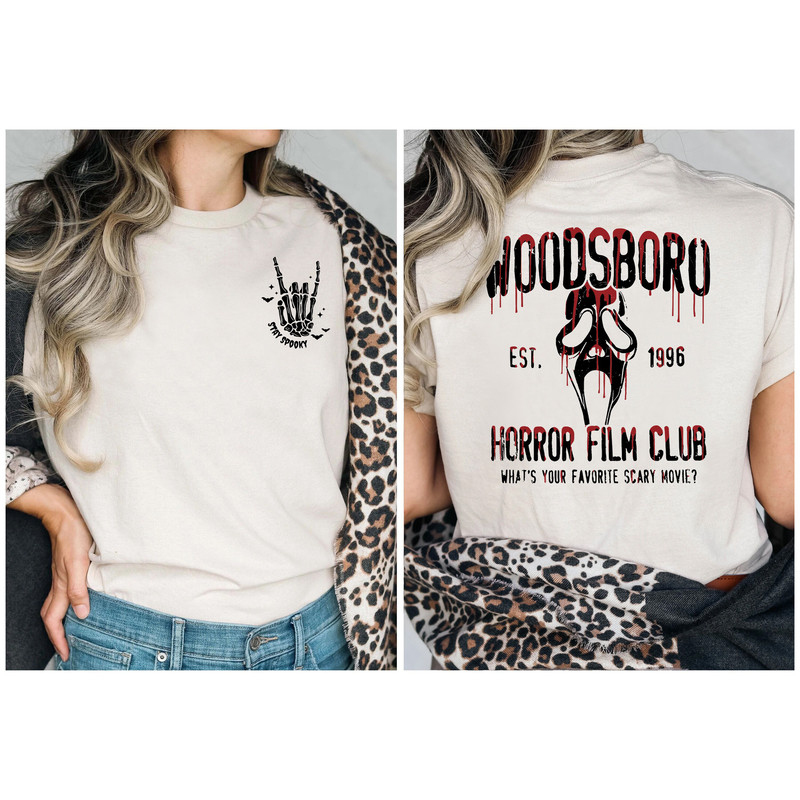 Two Sided Woodsboro Horror Film Club Comfort Color Shirt, Horror Film Club Sweatshirt, Woodsboro Scream, Scream Ghost Shirt, Stay Spooky Tee - 4.jpg