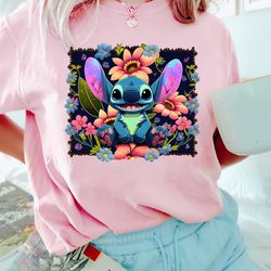 vintage cute floral stitch comfort color shirt, disney stitch sweatshirt, funny stitch and lilo tee, gifts for her, disn