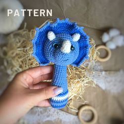 Rattle "Little Dragon", baby rattle easy crochet pattern, Amigurumi dragon gift, PDF, amigurumi DIY crochet Dragon